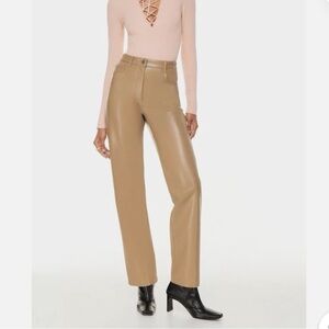Wilfred Melina Camel Faux Leather Straight-Leg Pants
